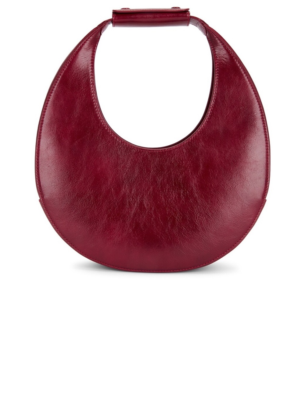 NWOT Staud Moon Tote Handbag in Deep Burgundy Pinot Leather